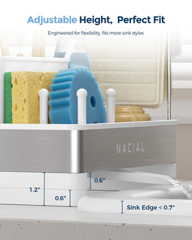 Nacial sink caddy auto drain directs water into sink, preventing lingering moisture.