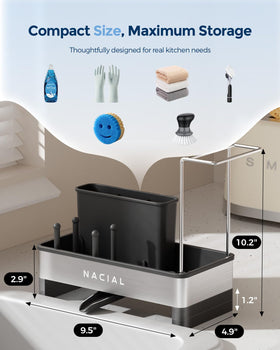 Nacial sink caddy with dual towel racks keeps towels accessible and air-dried
