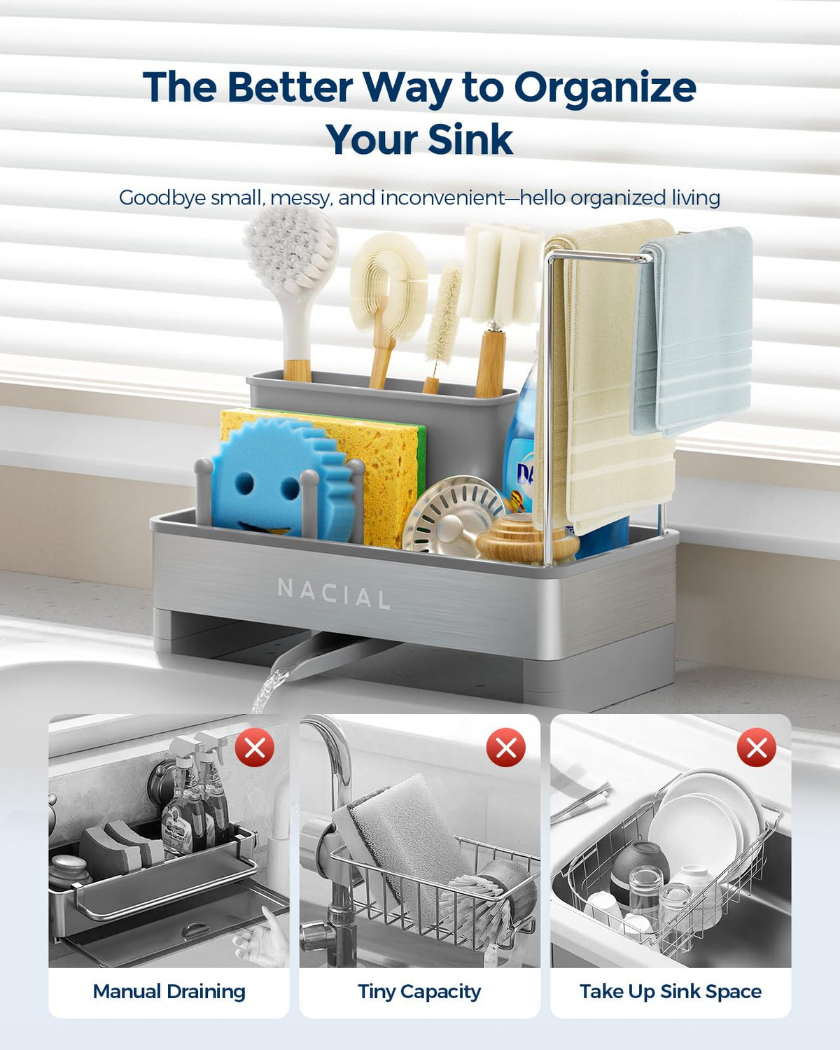 Nacial two towel racks in stainless steel keep towels dry and accessible.
