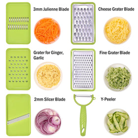 NACOLUS 5-in-1 mandoline slicer with container for precise veggie slicing.