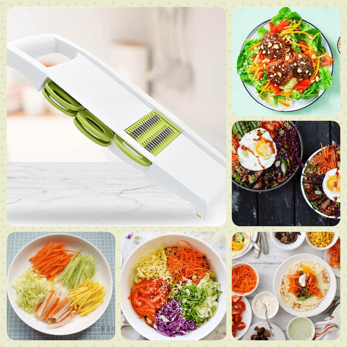 NACOLUS included peeler and slicer accessory shown for versatile prep.