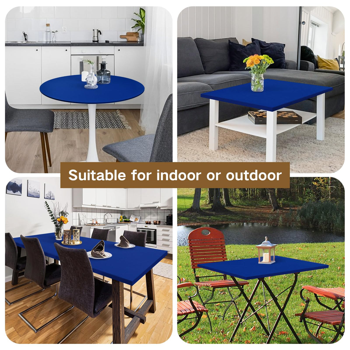 Nacuci kitchen table cover blue elastic fabric providing durable surface protection