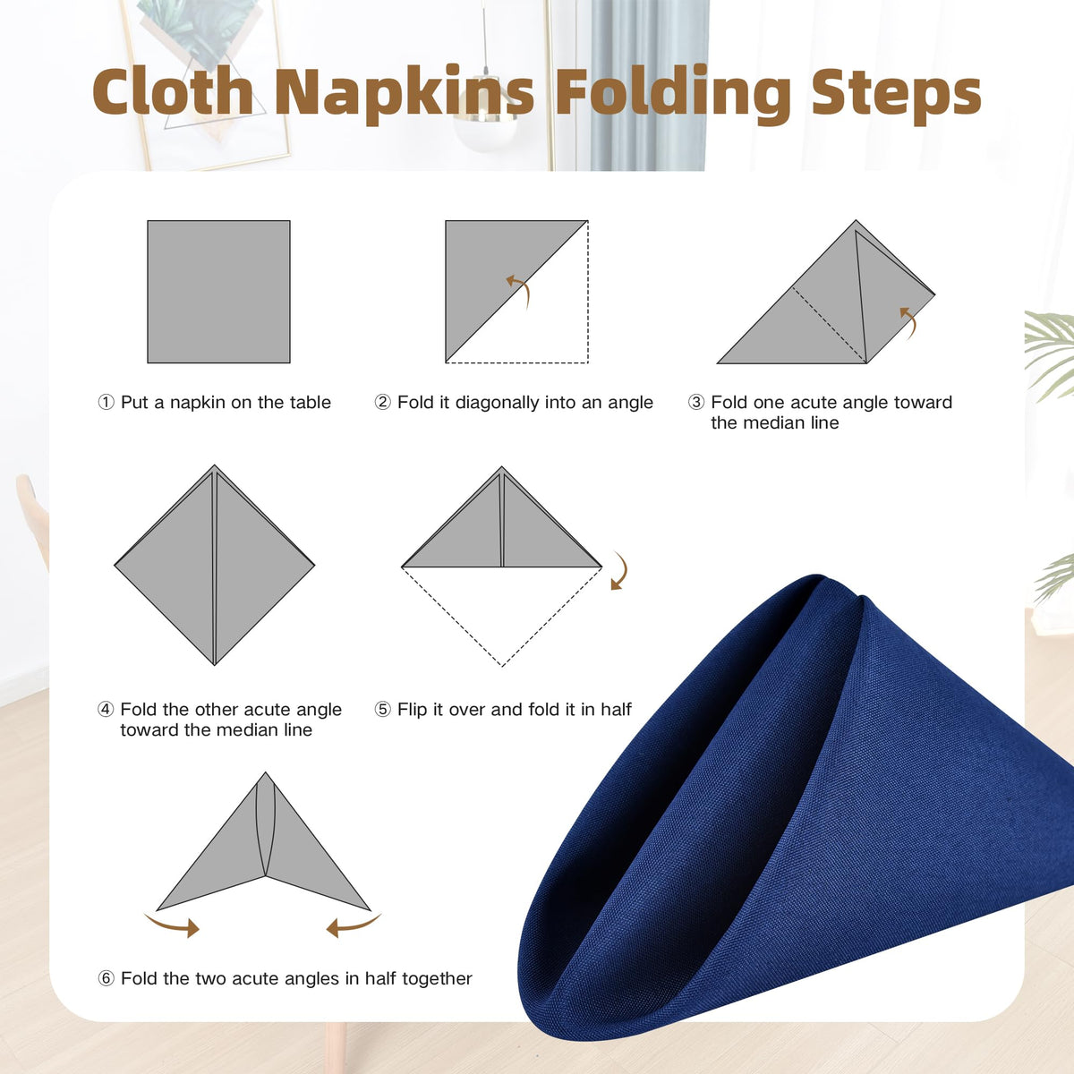 Nacuci navy napkins ready to iron on low heat for crisp edges.