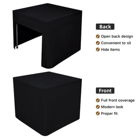 Nacuci sleek black tablecloth with open back supports easy access and a professional setup.