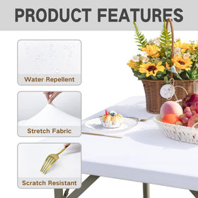 Nacuci table topper white fits square tables and stays put during casual dinners.