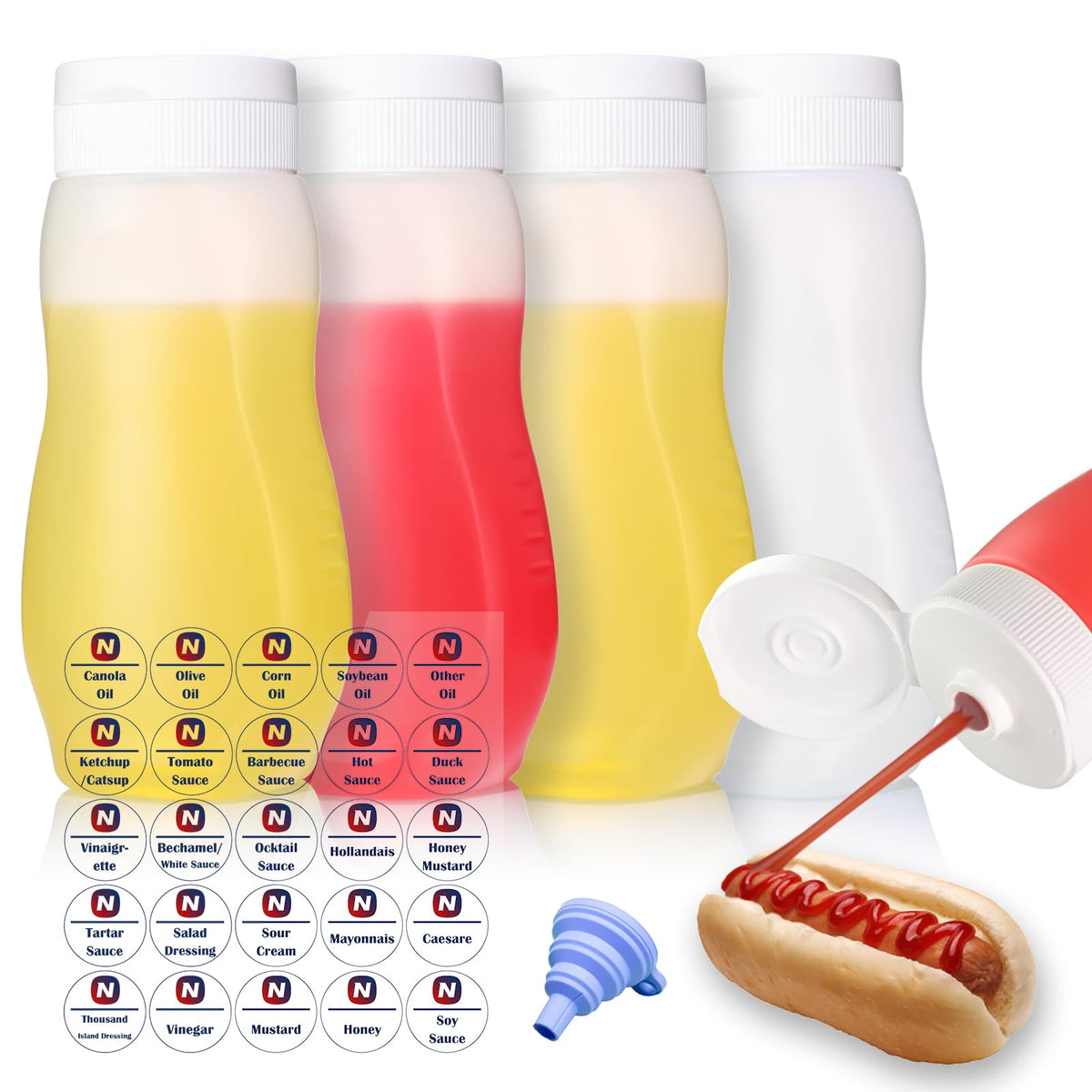 Nacxbwer condiment bottle with cap for clean ketchup dispensing