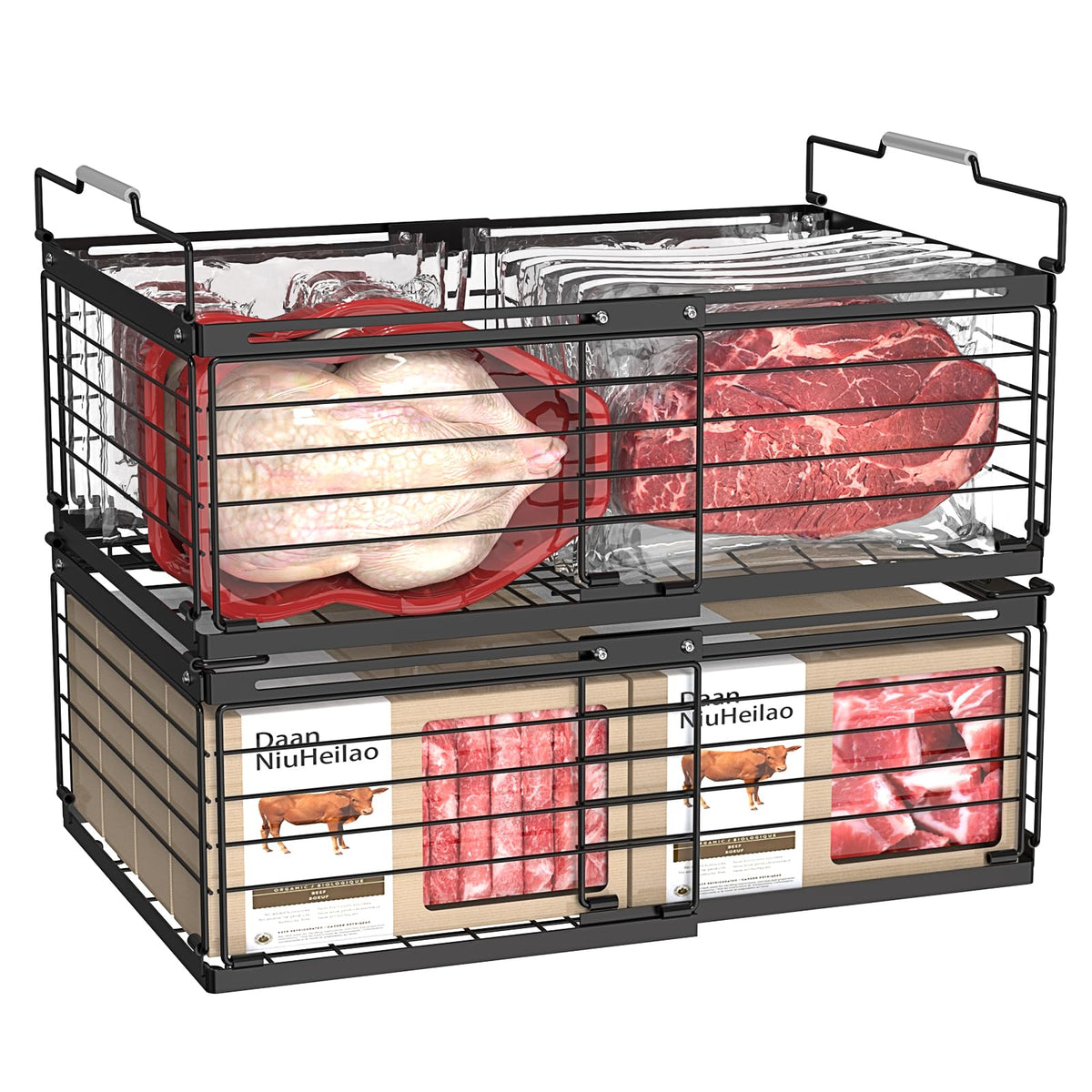 NADAMOO freezer organizer bin stackable design for tidy chest freezer storage