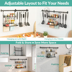 NADAMOO heavy duty matte black metal rack provides sturdy storage.