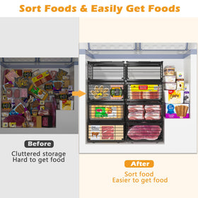 NADAMOO metal freezer baskets provide sturdy support for heavy items.