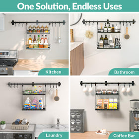 NADAMOO upper shelf supports up to 14 lbs and lower up to 24 lbs.