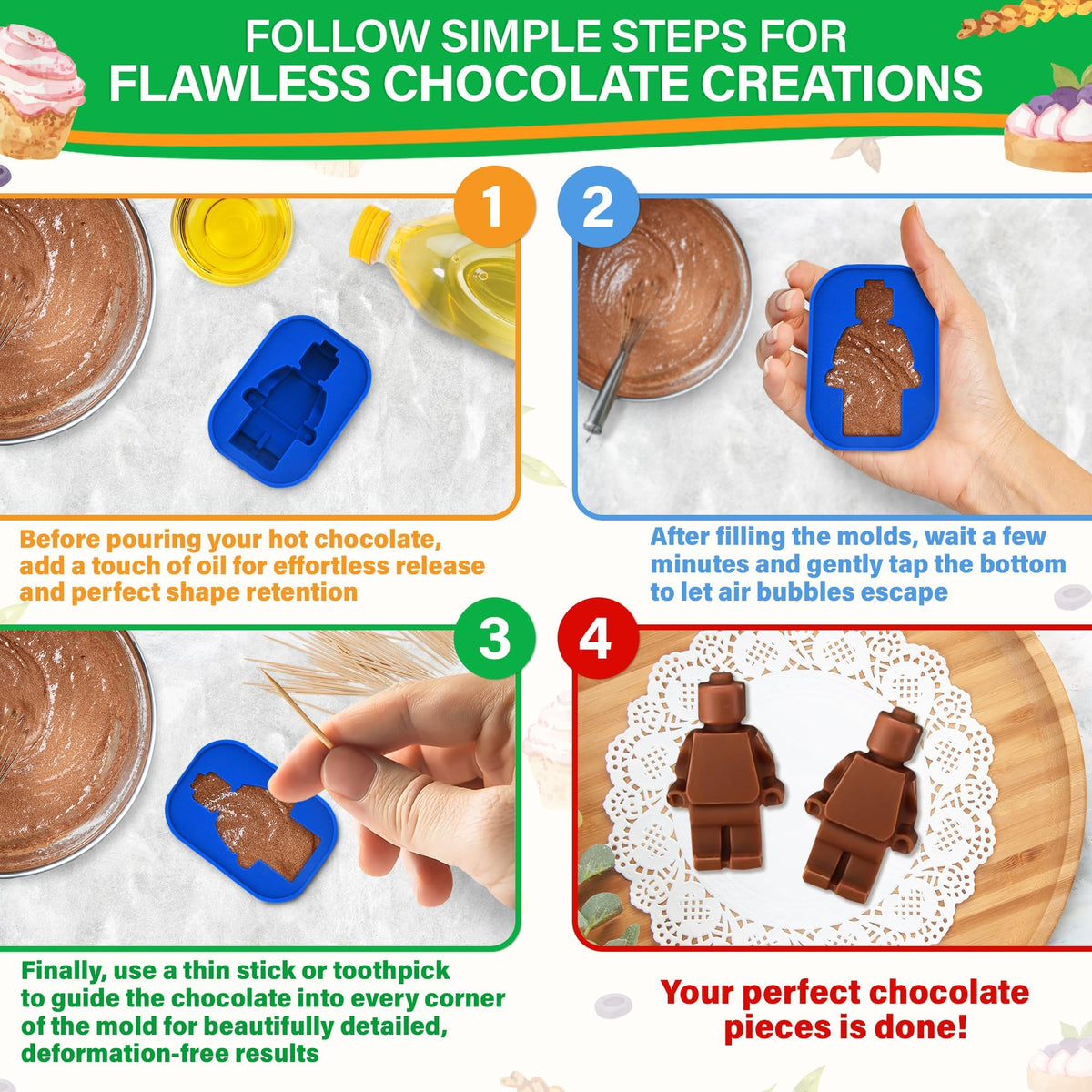 NADOBA heat-resistant silicone molds up to 300°C—reusable for many batches.