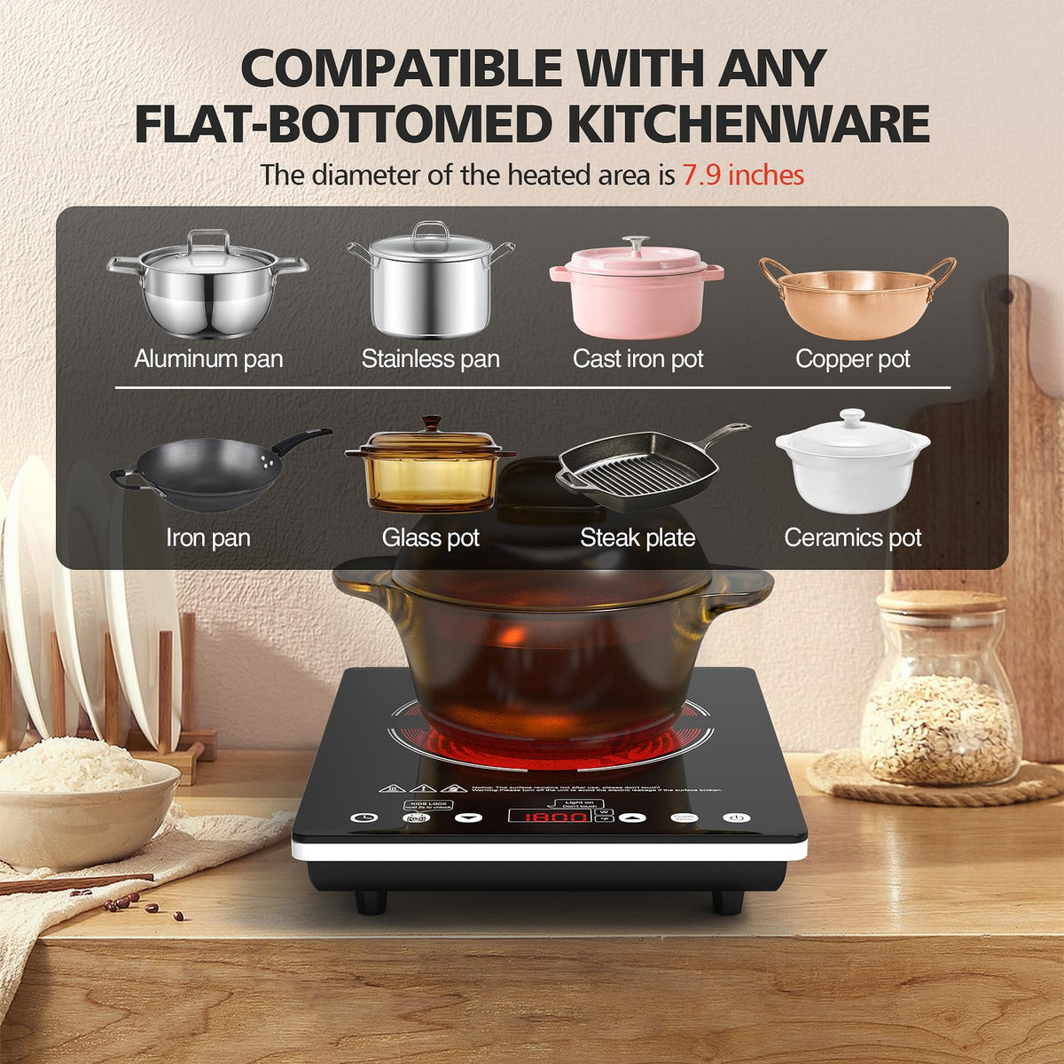 Nafewin compact cooktop in a dorm or small kitchen setup.