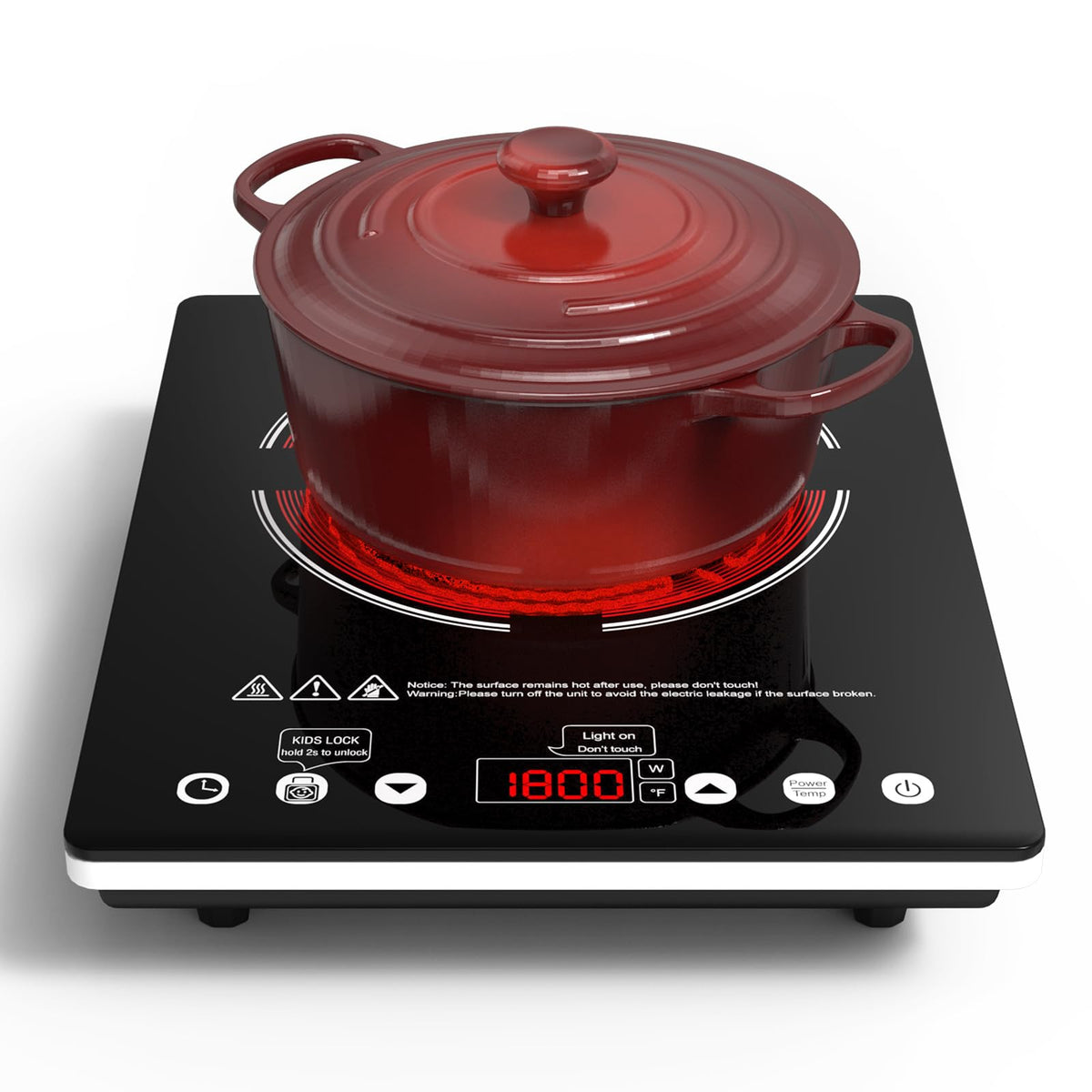 Nafewin single-burner cooktop front view, compact for small spaces.