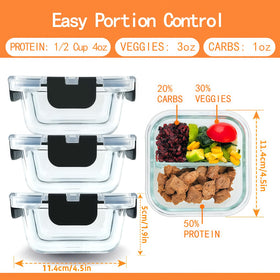 Nafhone 8oz bariatric glass container with lids for on-the-go meals.