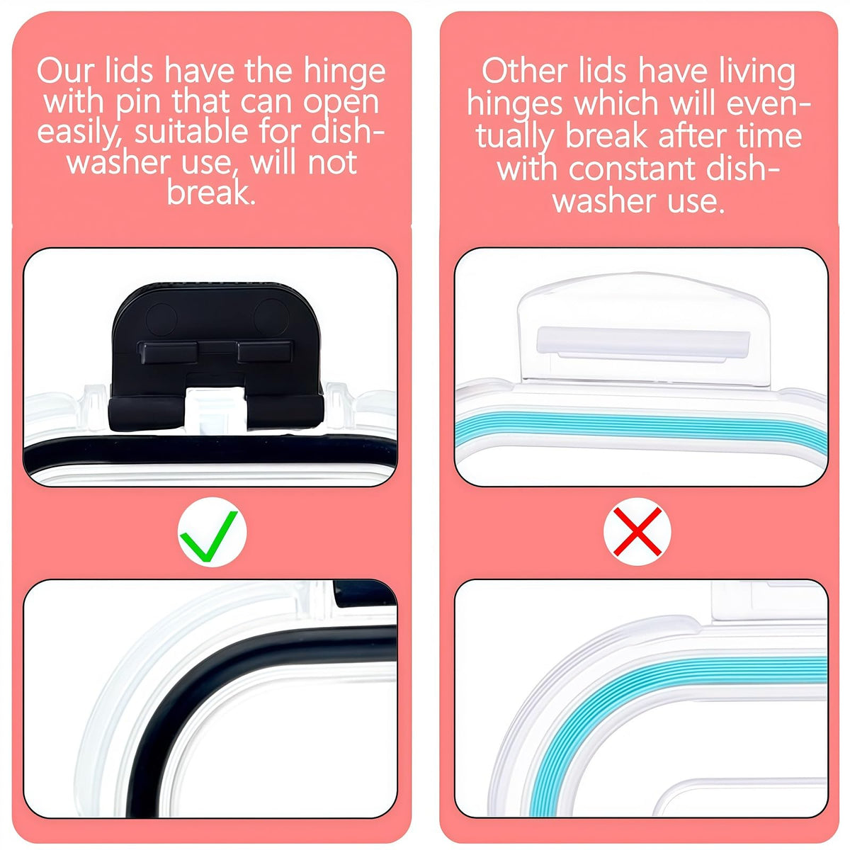 Nafhone leakproof lid glass storage keeps foods fresh during transport.
