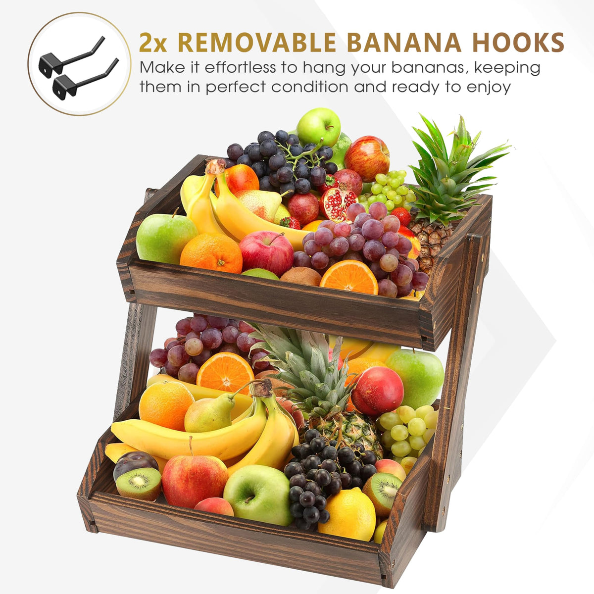 NAGAWOOD durable acacia wood basket construction for long-lasting kitchen organization.