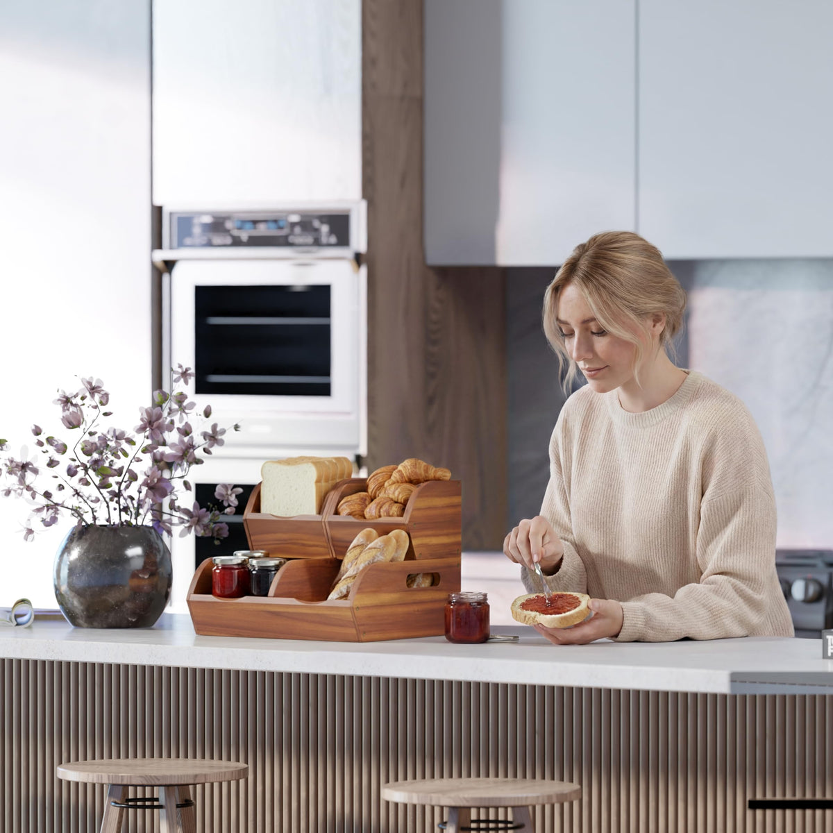 NAGAWOOD pantry bin compact dimensions fit countertops and shelves