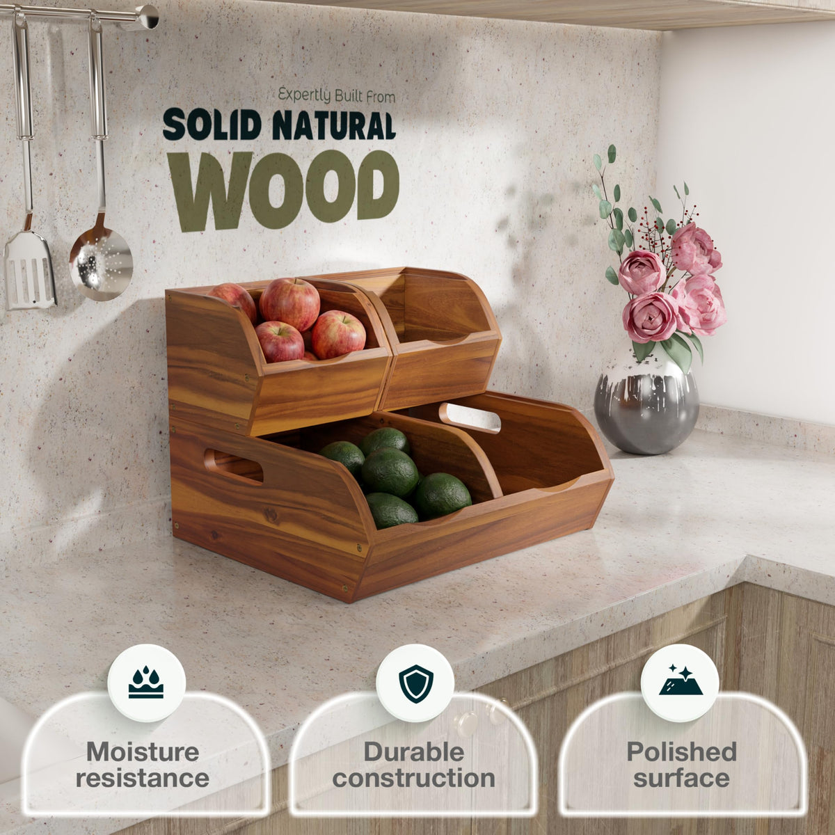 NAGAWOOD pantry bin stackable open-front counter-ready for quick access to produce