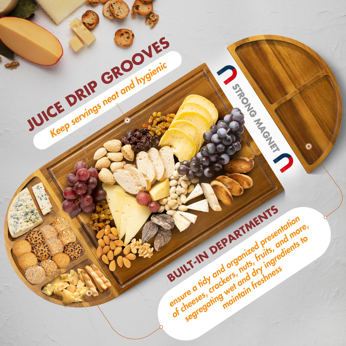 NAGAWOOD wine opener included for effortless beverage pairing.
