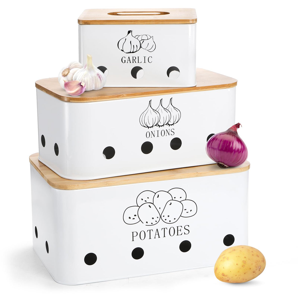 Nagpew garlic box with dustproof lid for counter storage