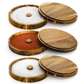 Nagpew Margarita salt rimmer set stacked on acacia wood tray for organized bar prep