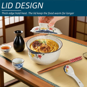 Nagpew ramen bowls hand-painted patterns closeup; vintage Japanese design