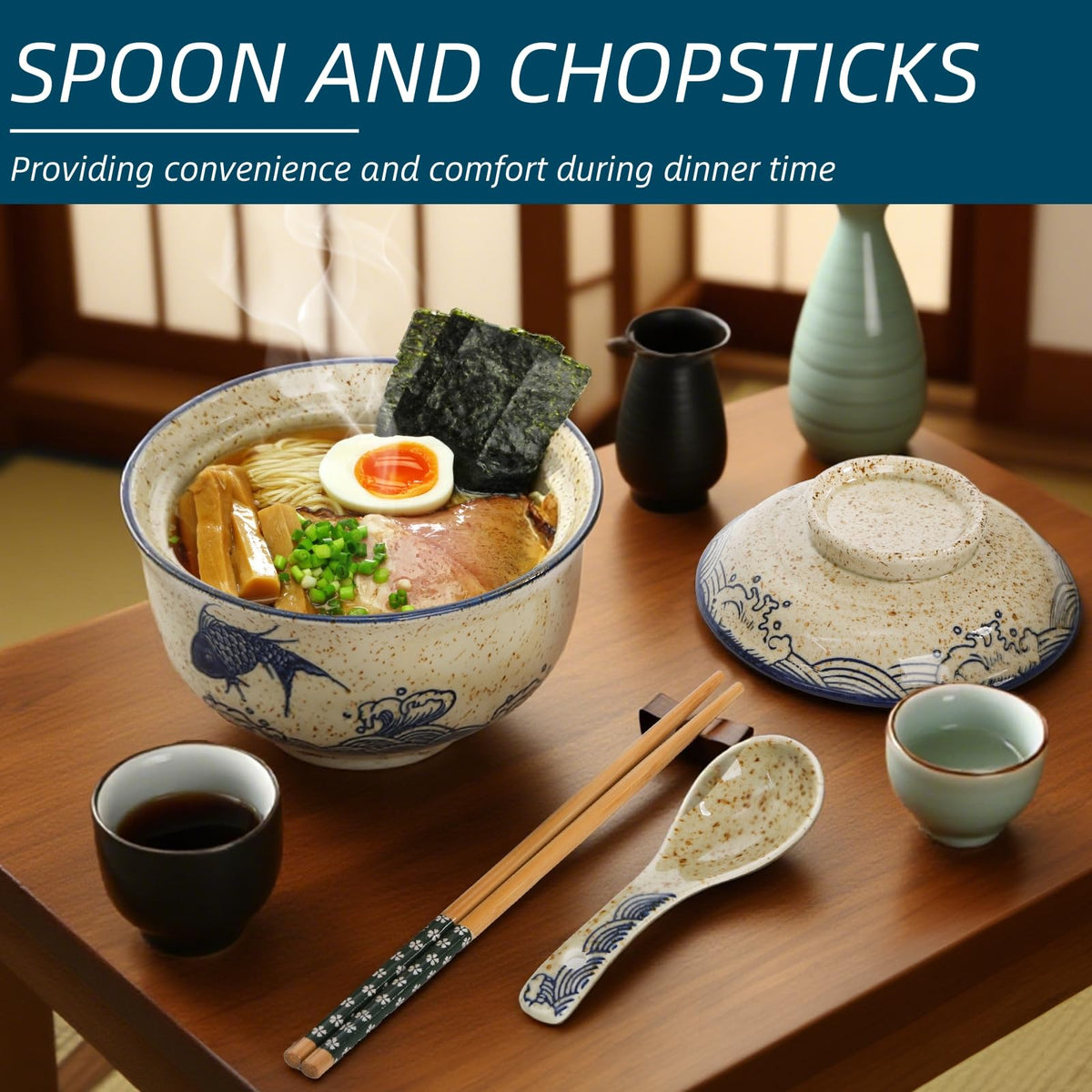 Nagpew ramen bowls microwave and dishwasher safe label; easy care