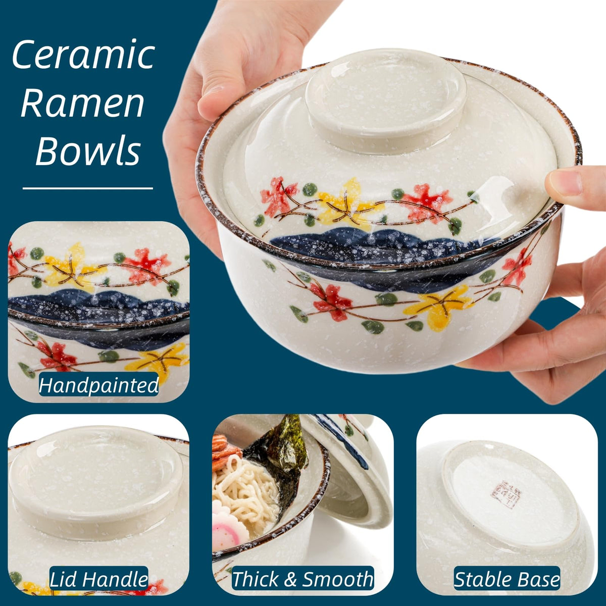 Nagpew ramen bowls with spoons and chopsticks; complete dining set