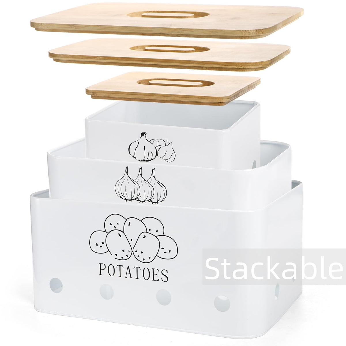 Nagpew stackable kitchen bins save space and organize produce