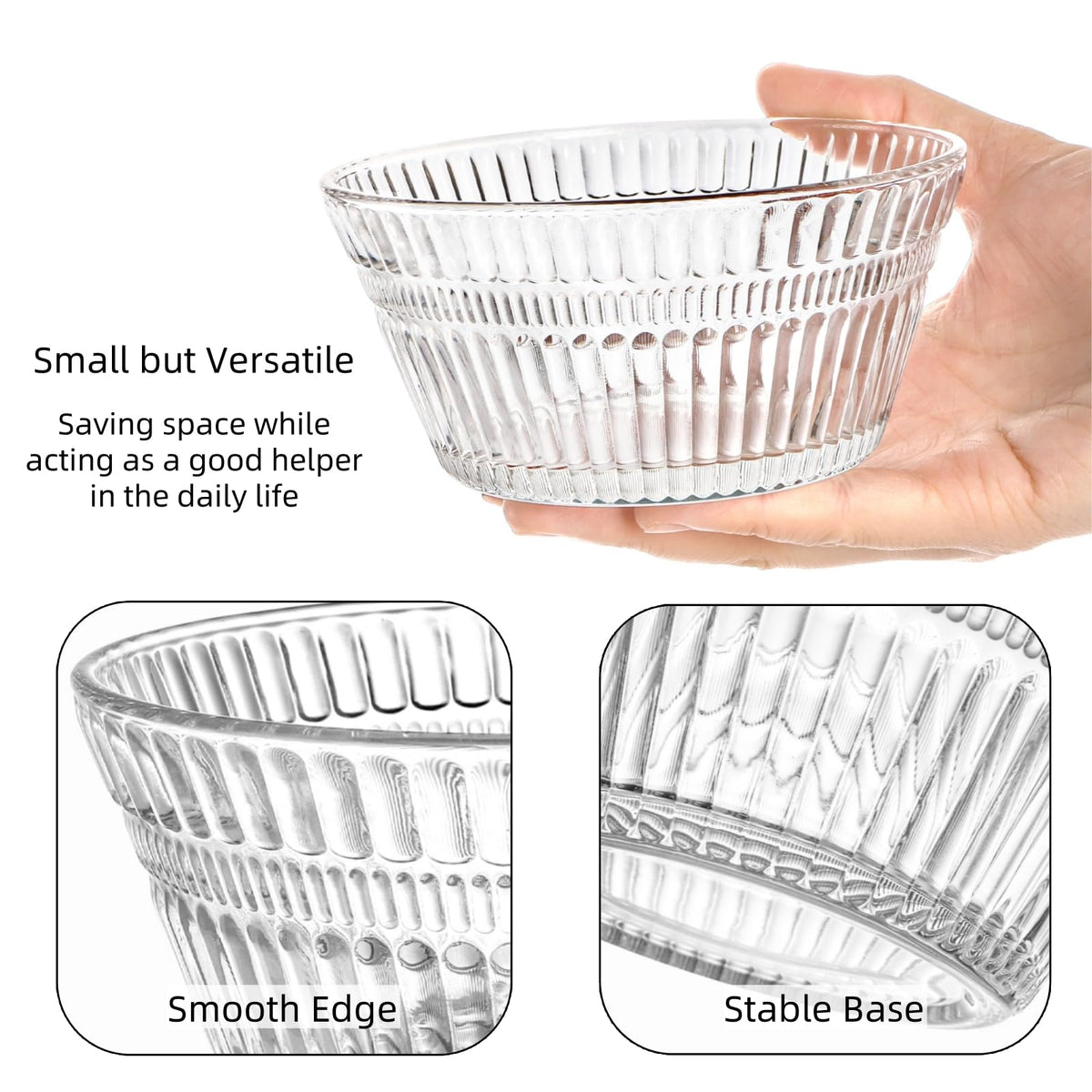 Nagpew transparent glass bowls ideal for kitchen prep and serving.