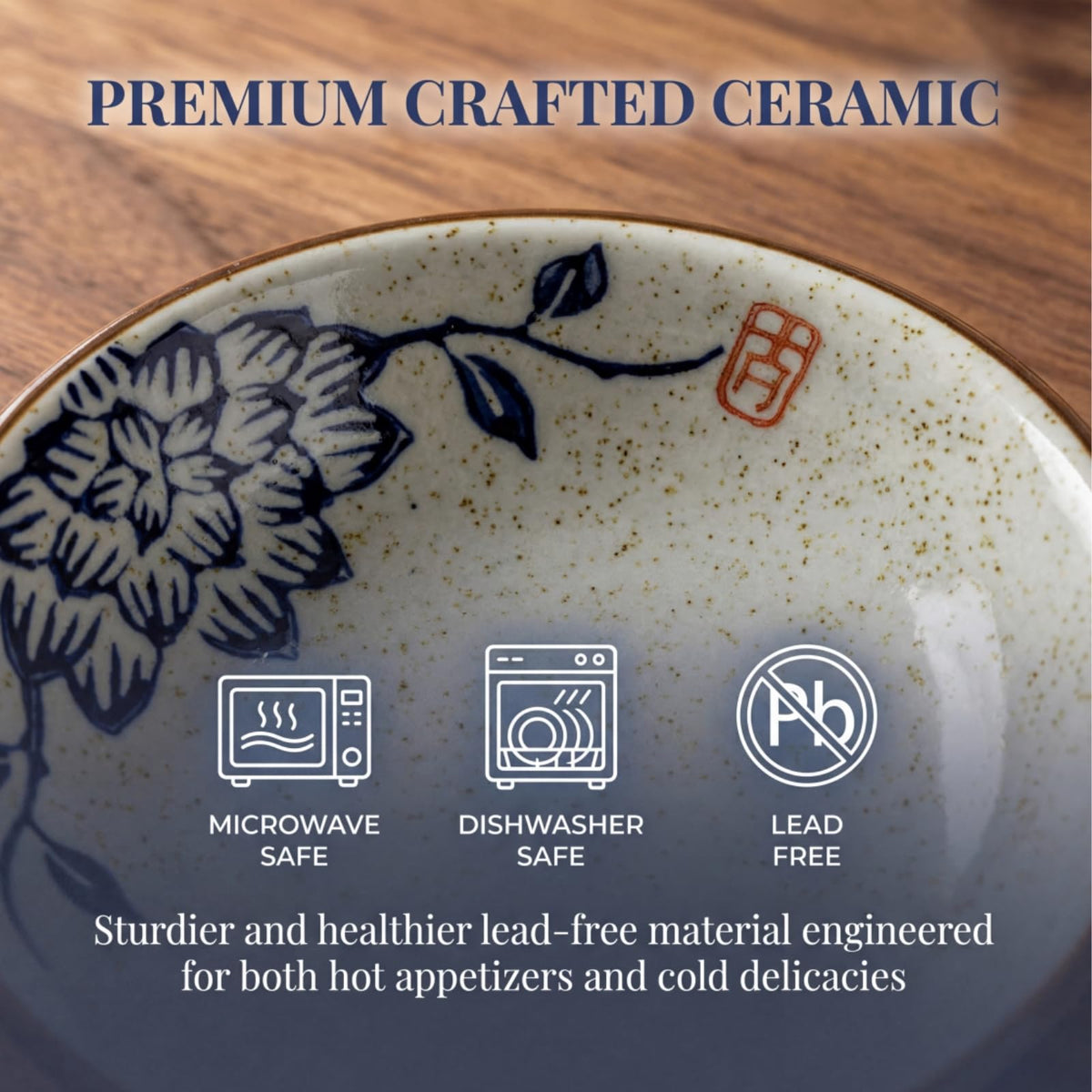 Nagpew willow-pattern sauce dish brings subtle charm to shared appetizers.