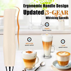 Nahida beige milk frother wand USB charging offers cordless convenience and easy daily use.
