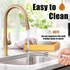 Nahida beige milk frother wand compact design fits narrow cups and small kitchens.