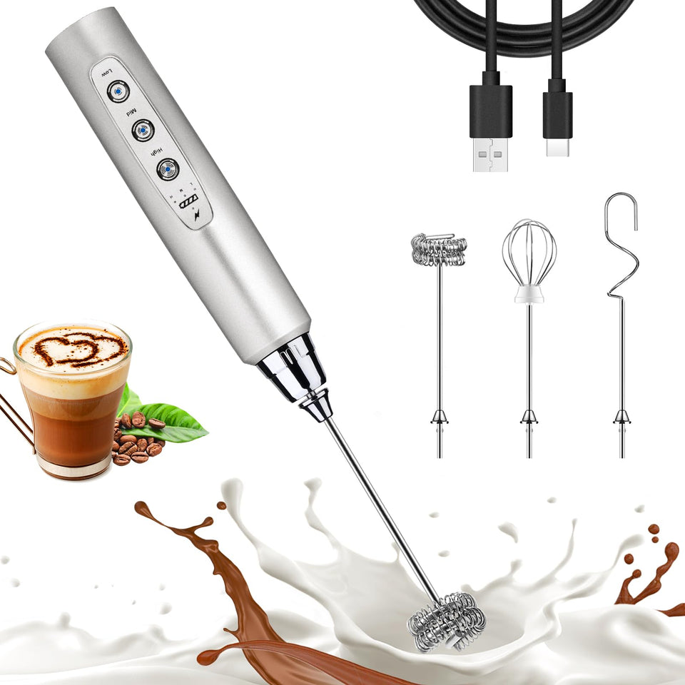 Nahida silver milk frother wand in compact design for easy one-handed use