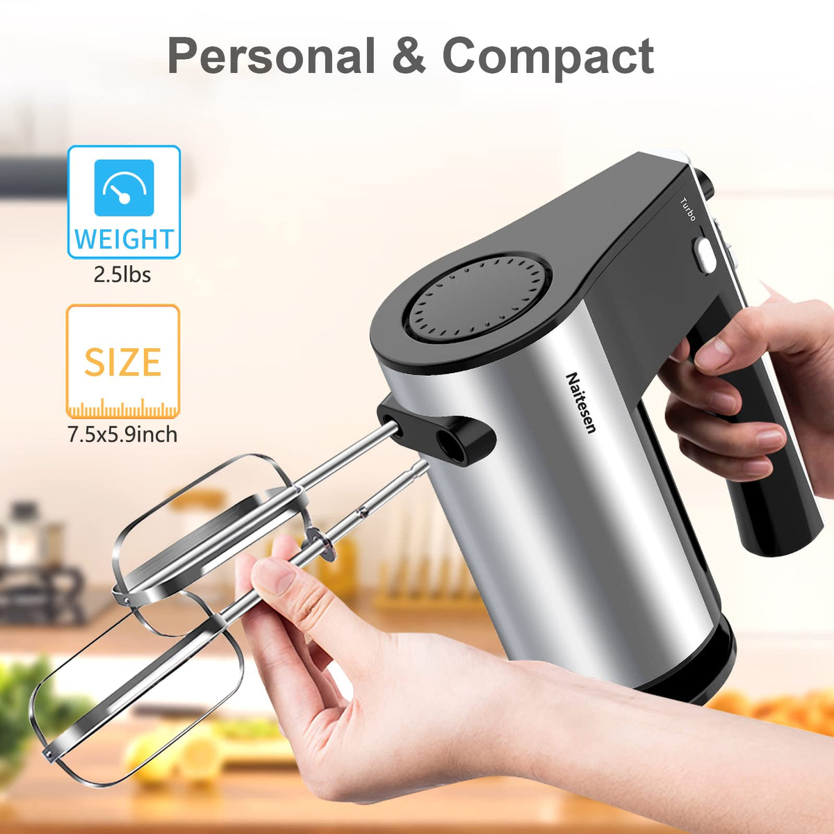 Naitesen 600W mixer turbo mode in action for thick batters