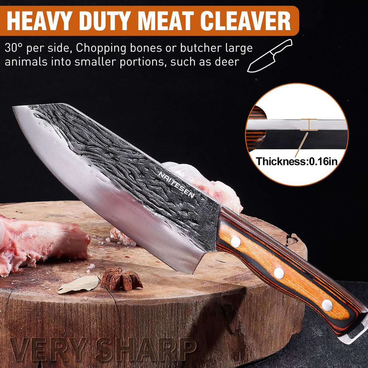 Naitesen breaking knife 9 inch provides extra leverage for large cuts