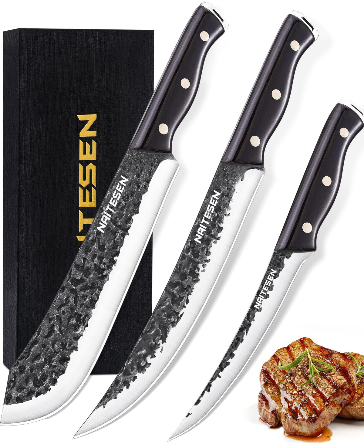 Naitiesen bullnose 9-inch carving knife offering precise, clean slices for tender meats