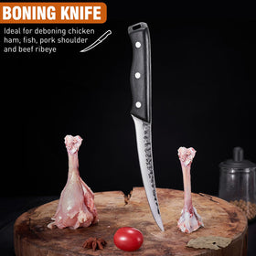Naitesen hand-forged knife set with full tang and blackwood handle