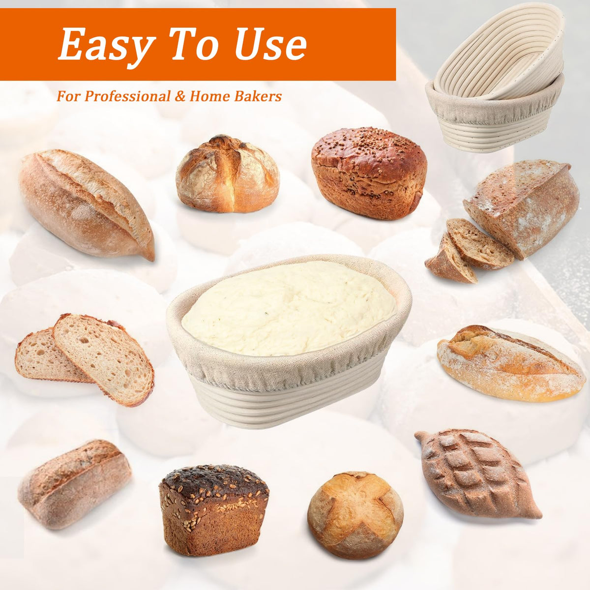 Nalcant batard basket ideal for classic loaves and uniform shaping.