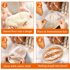 Nalcant linen liner included enhances handling and cleanup for high-hydration doughs.