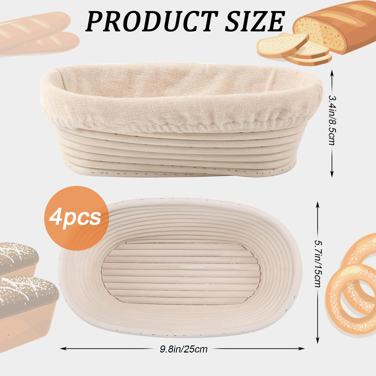 Nalcant natural rattan close-up shows craftsmanship and smooth surface for easy dough release.