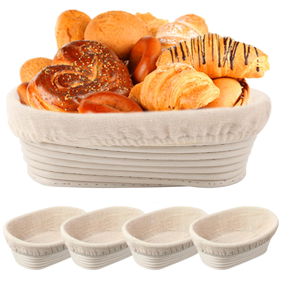 Nalcant oval banneton 10-inch set for versatile bread proofing and batch baking.
