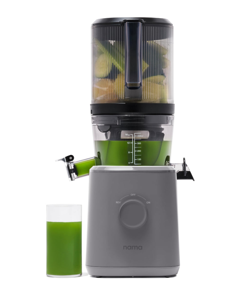 Nama J2 self-feeding hopper enables hands-free juicing during busy mornings.