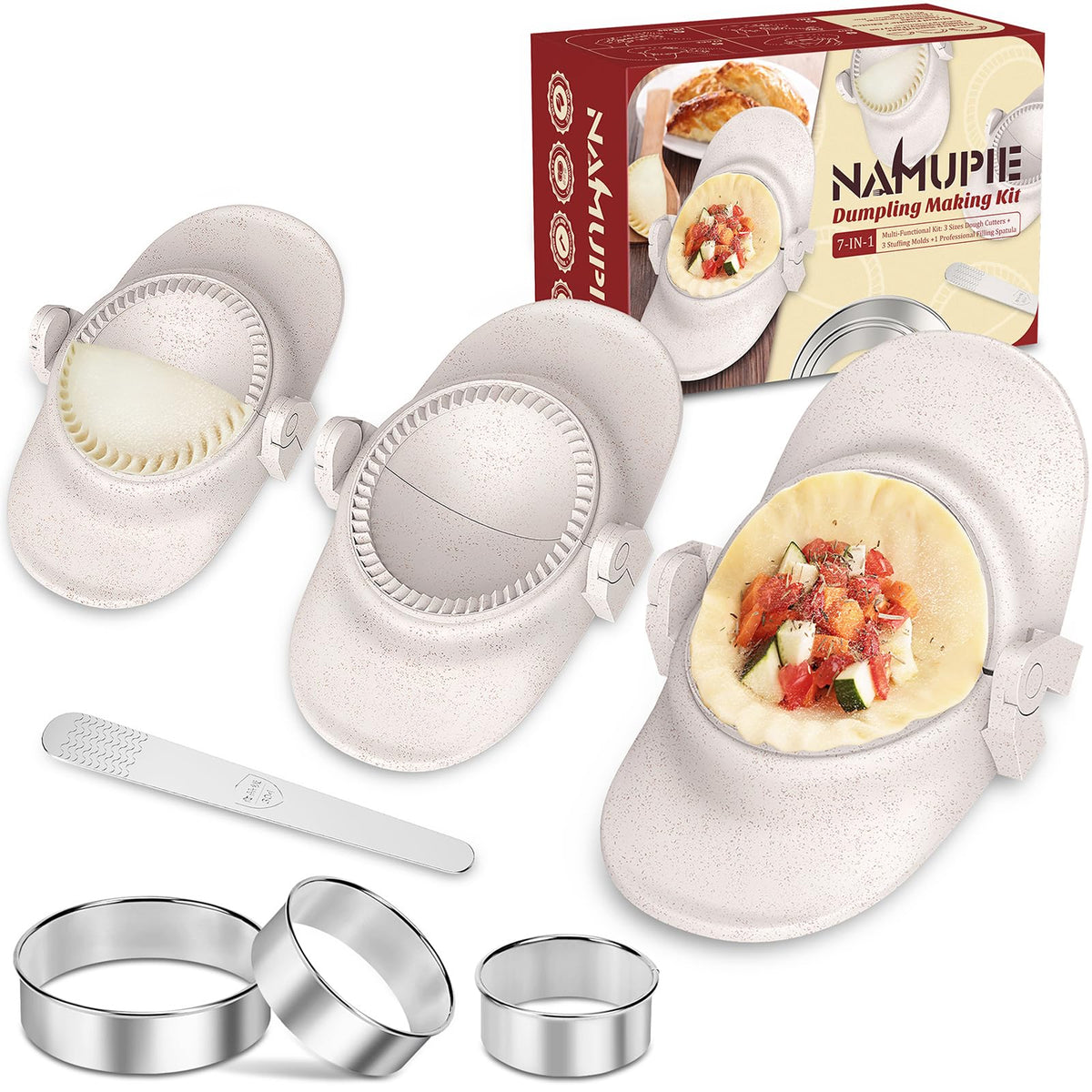 NAMUPIE dumpling kit assembled for easy homemade dumplings at home.