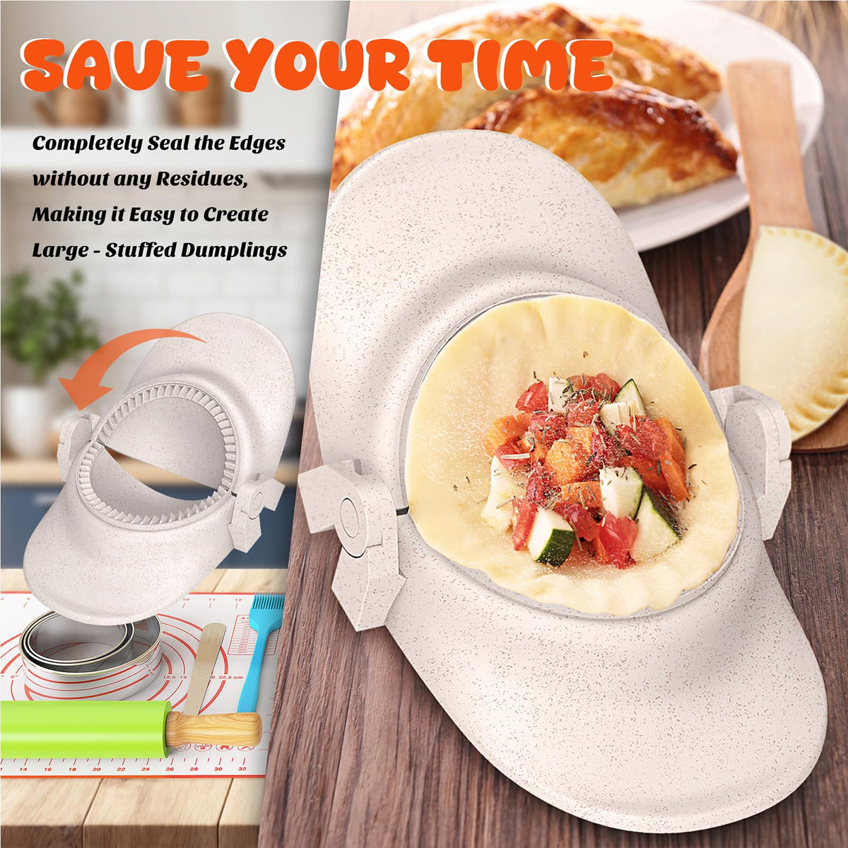 NAMUPIE ring cutters cut precise dumpling shapes.