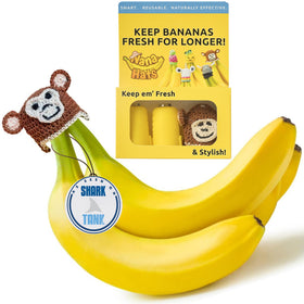NANA HATS banana freshness preserver on ripe bananas extending freshness in the kitchen