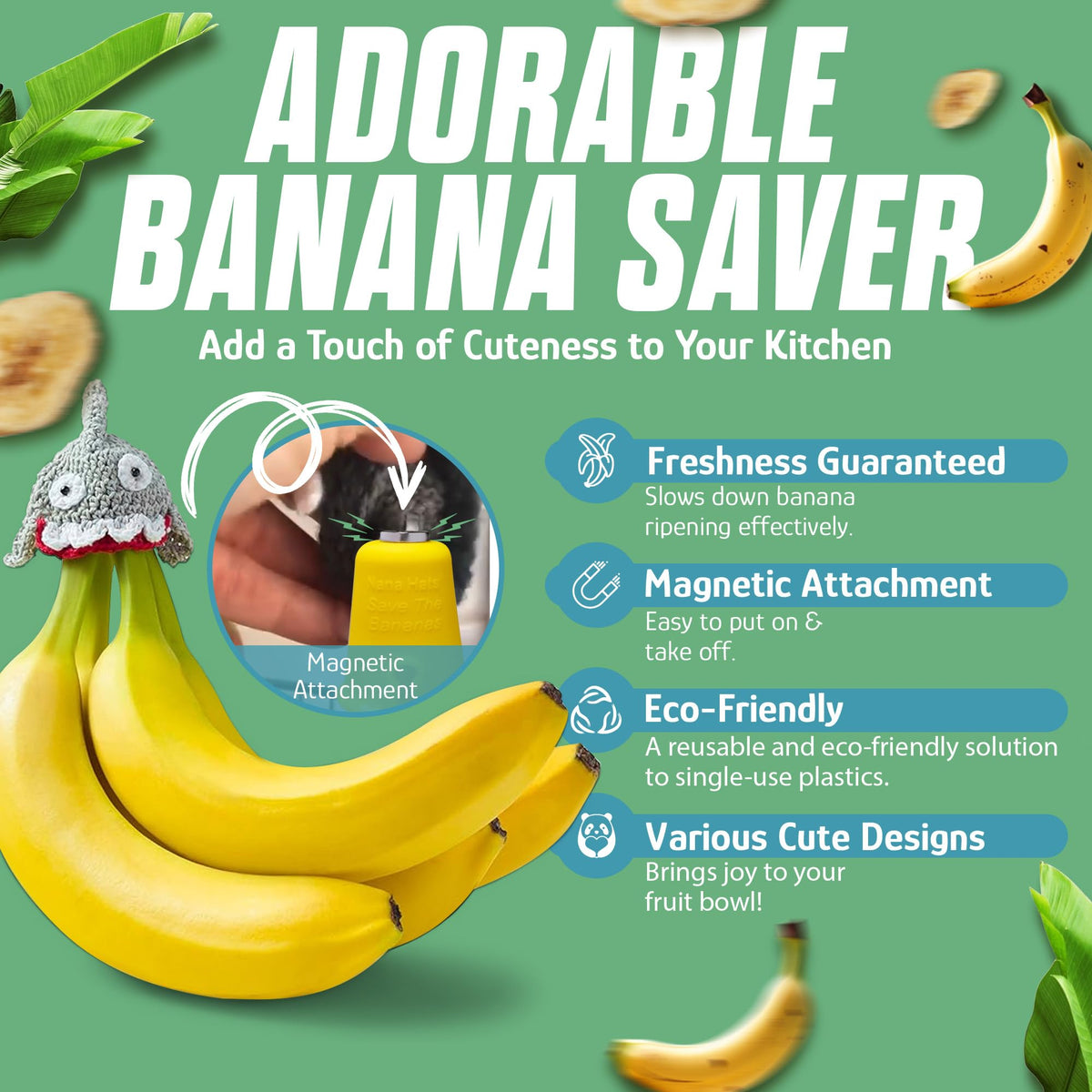NANA HATS home kitchen use with banana keeper and caps