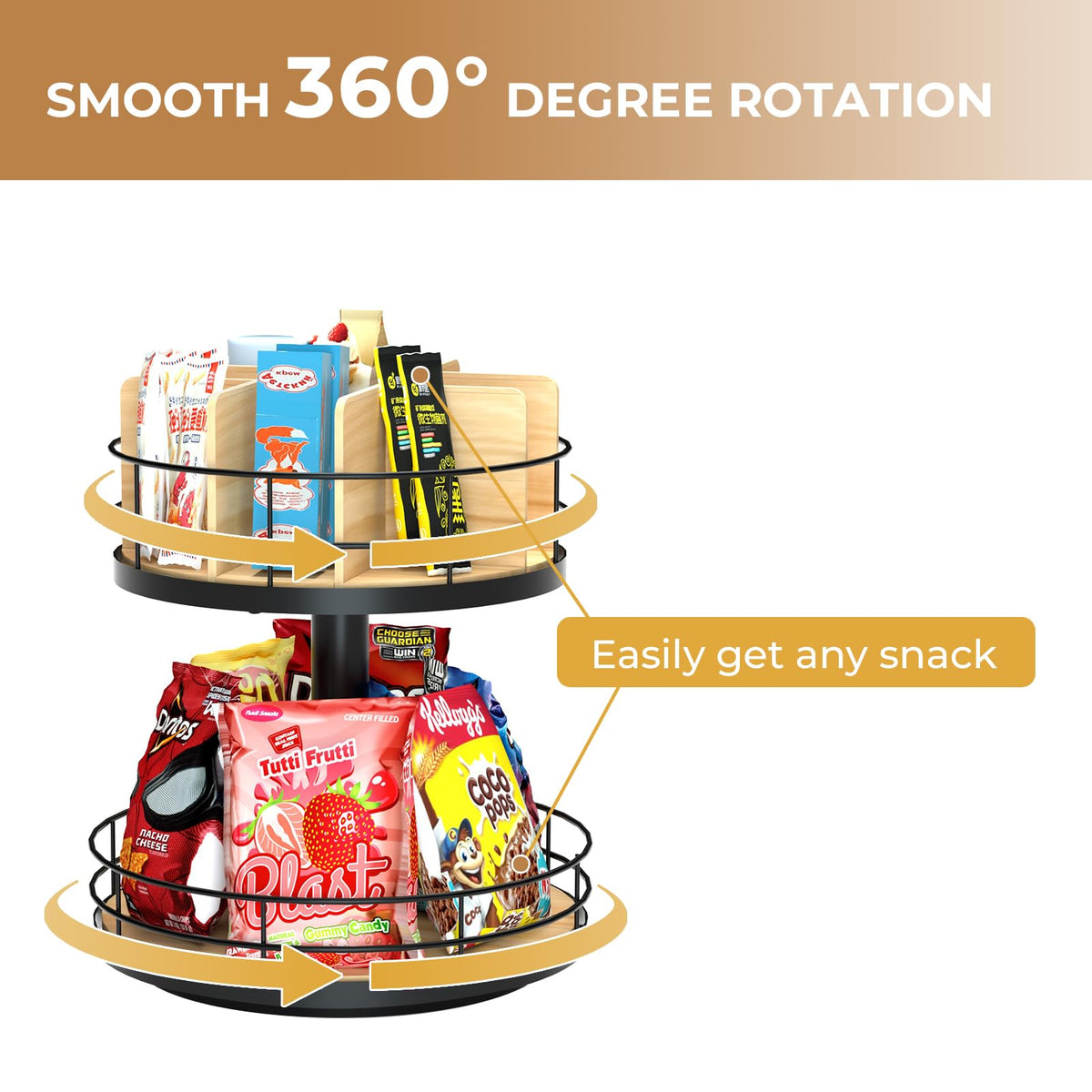 NANAGIFTREE wood-and-metal snack holder adds stylish kitchen organization