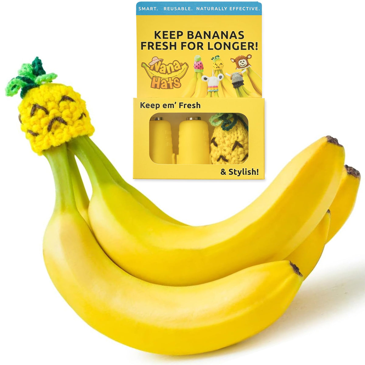 NANA HATS Banana Freshness Preserver packaging highlights eco-friendly design.
