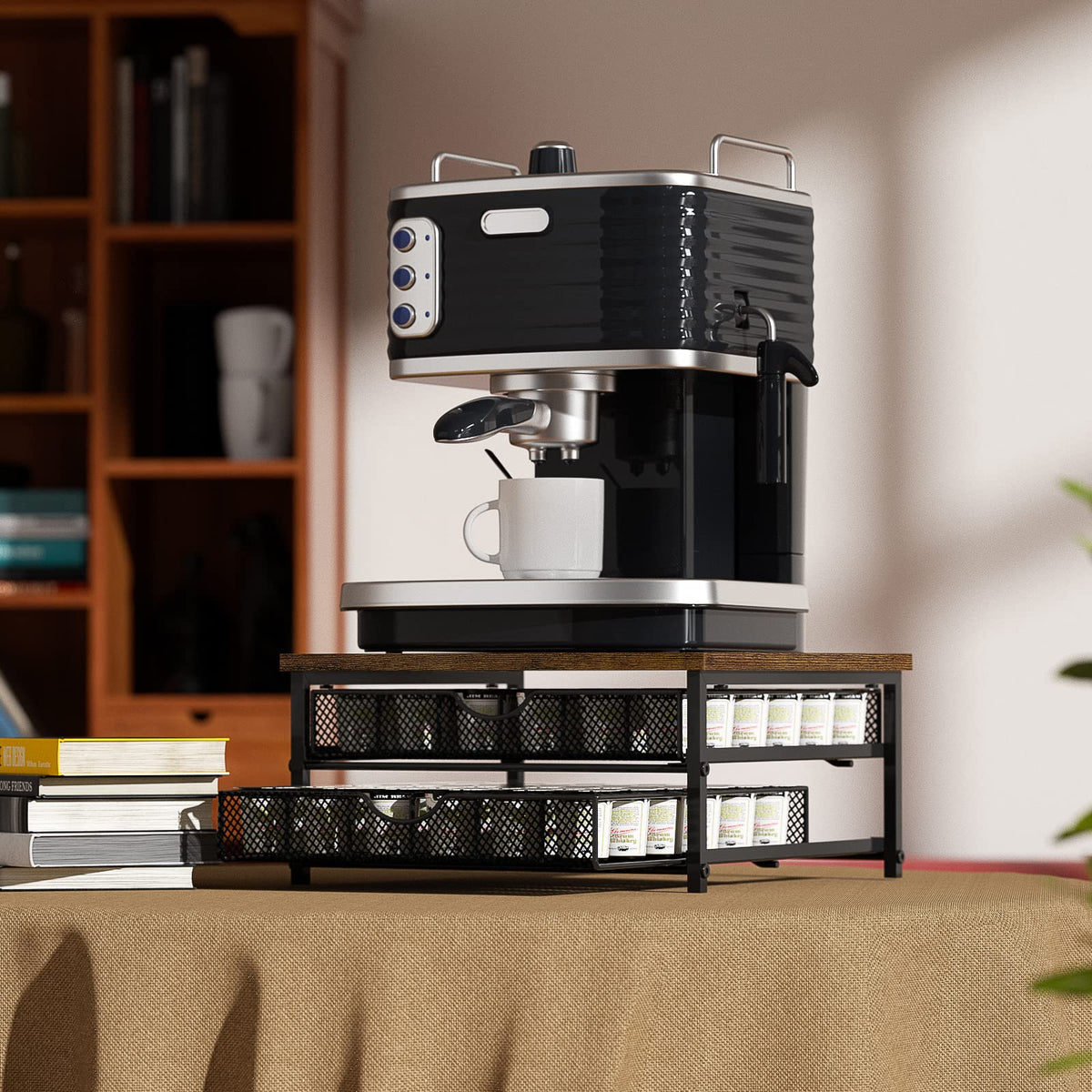 NANANARDOSO stackable design with wood top boosts storage space.